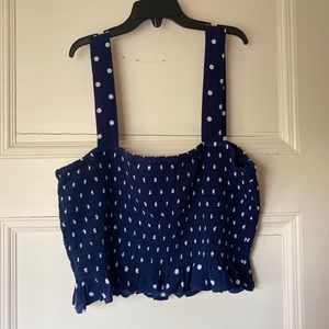 Blue Poka Dot Cropped Tank Top